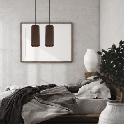 Taklampa på kabel AVALO 2xE27/60W/230V brun/koppar