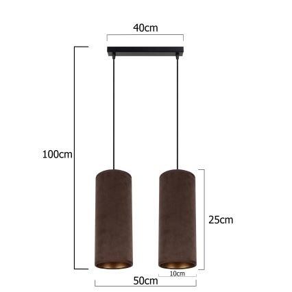 Taklampa på kabel AVALO 2xE27/60W/230V brun/koppar