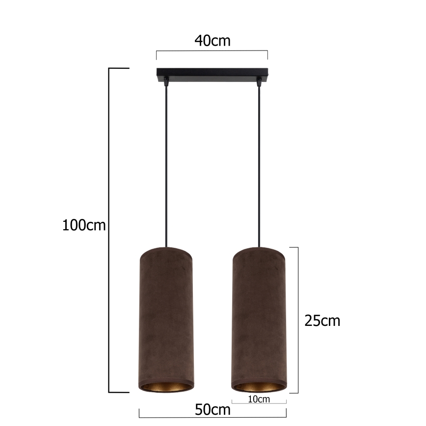 Taklampa på kabel AVALO 2xE27/60W/230V brun/koppar