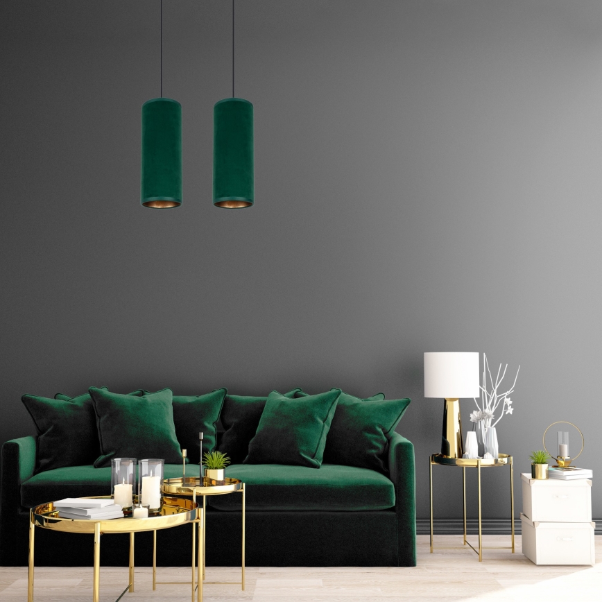 Taklampa på kabel AVALO 2xE27/60W/230V grön/koppar