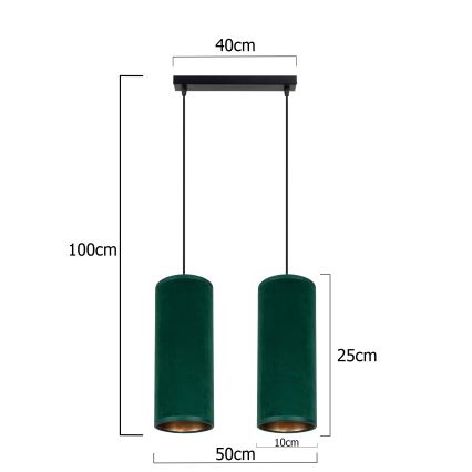 Taklampa på kabel AVALO 2xE27/60W/230V grön/koppar