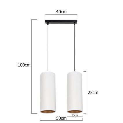 Taklampa på kabel AVALO 2xE27/60W/230V vit/koppar