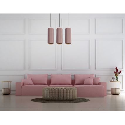 Taklampa på kabel AVALO 3xE27/60W/230V rosa/koppar