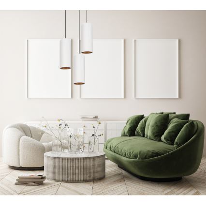 Taklampa på kabel AVALO 3xE27/60W/230V Ø 35 cm vit/koppar