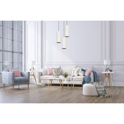 Taklampa på kabel AVALO 3xE27/60W/230V Ø 35 cm vit/koppar