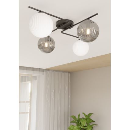 Taklampa AZURA 4xE14/10W/230V svart/grå/vit