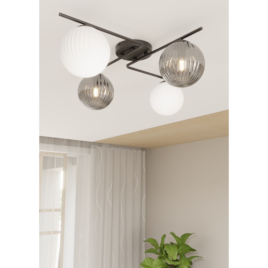 Taklampa AZURA 4xE14/10W/230V svart/grå/vit