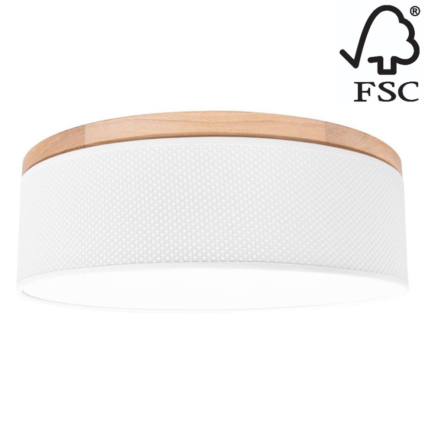 Taklampa BENITA 2xE27/25W/230V diameter 48 cm vit/ek – FSC certifierade