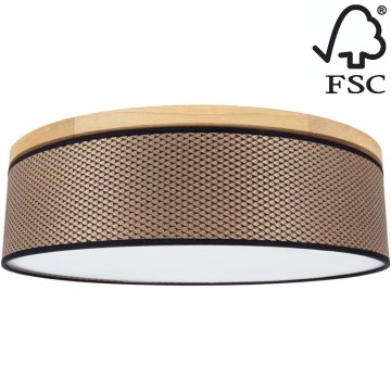 Taklampa BENITA 4xE27/25W/230V diameter 58 cm brun/ek – FSC certifierade