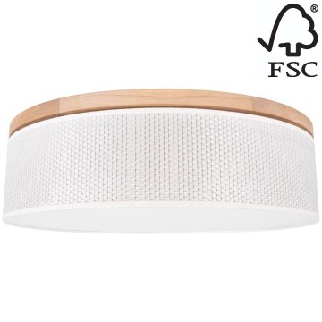 Taklampa BENITA 4xE27/25W/230V diameter 58 cm grädde/ek – FSC certifierade