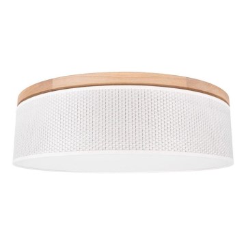 Taklampa BENITA 4xE27/25W/230V diameter 58 cm grädde/ek
