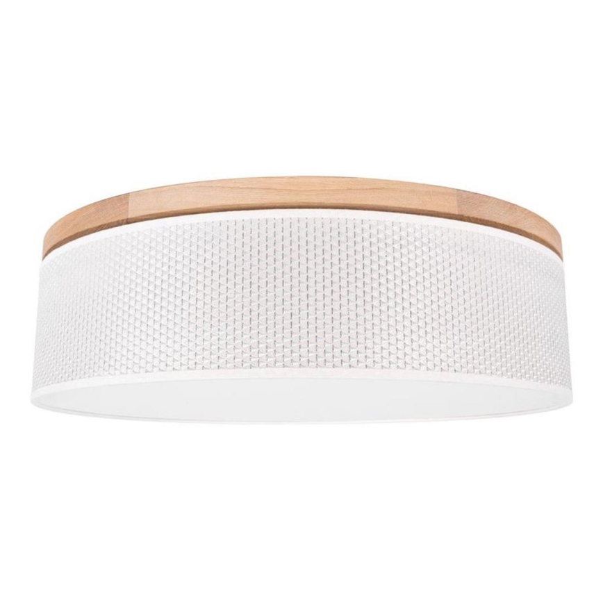 Taklampa BENITA 4xE27/25W/230V diameter 58 cm grädde/ek