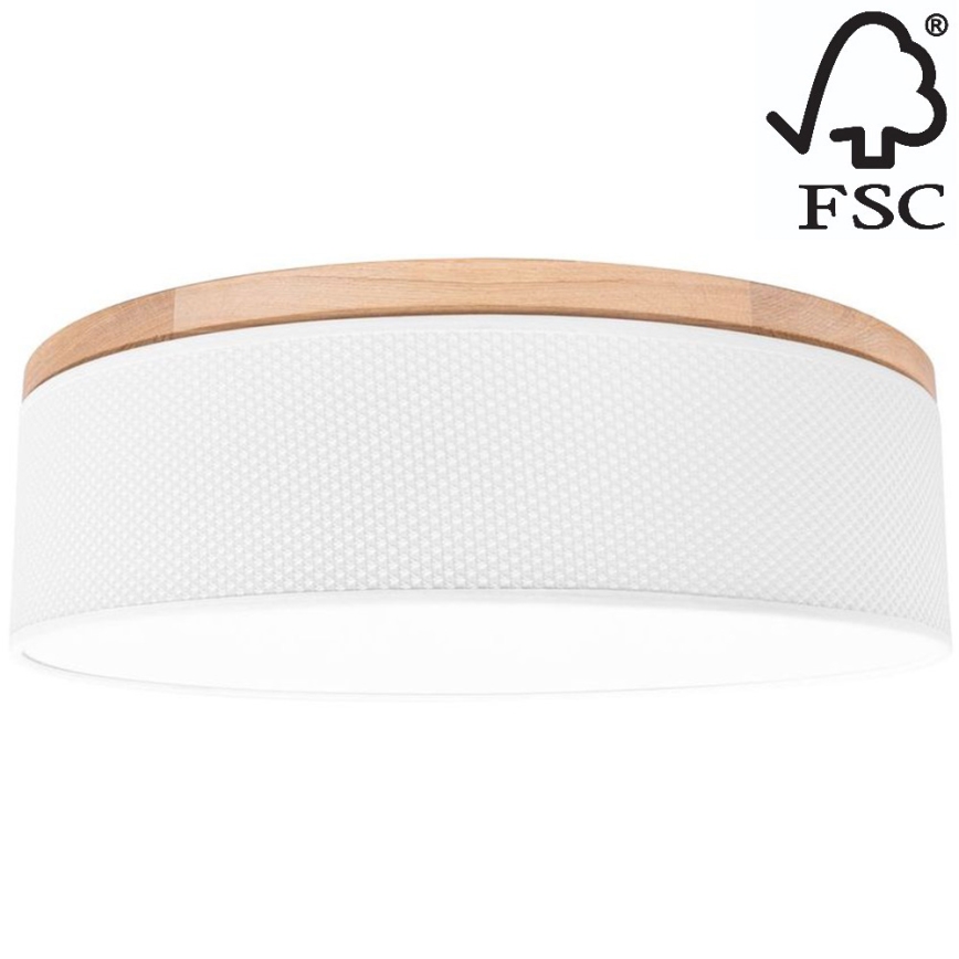 Taklampa BENITA 4xE27/25W/230V diameter 58 cm vit/ek – FSC certifierade