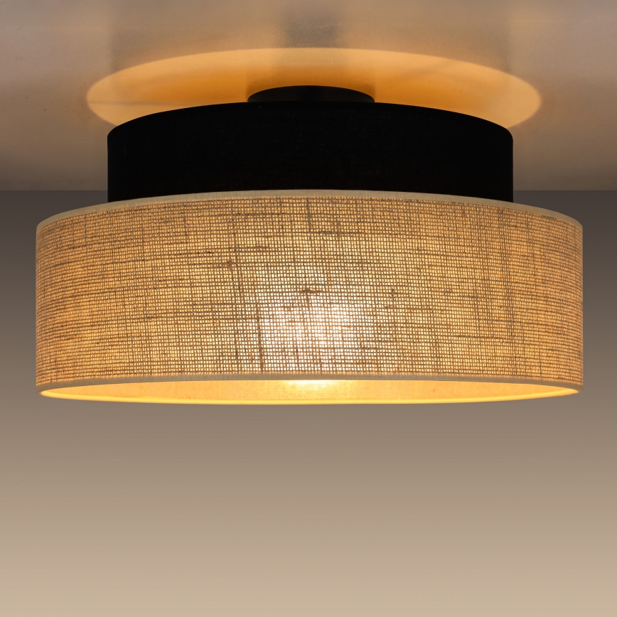 Taklampa BOHO 1xE27/60W/230V svart/beige