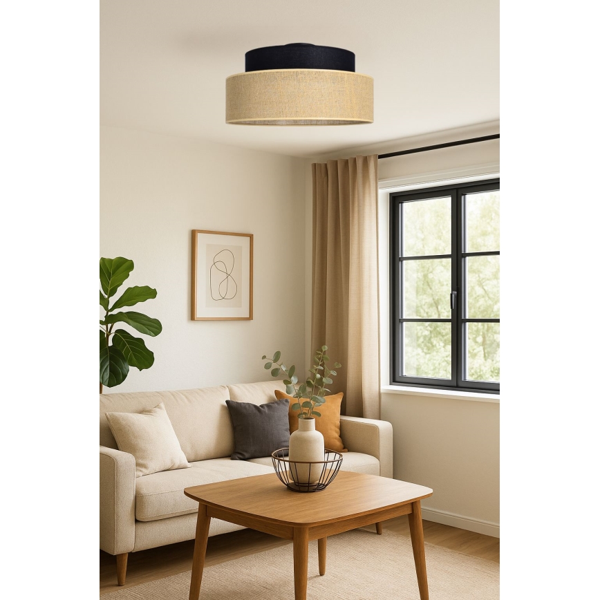 Taklampa BOHO 1xE27/60W/230V svart/beige