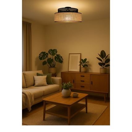 Taklampa BOHO 1xE27/60W/230V svart/beige