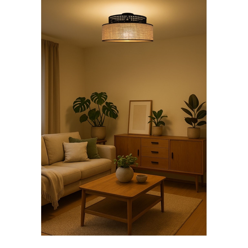 Taklampa BOHO 1xE27/60W/230V svart/beige