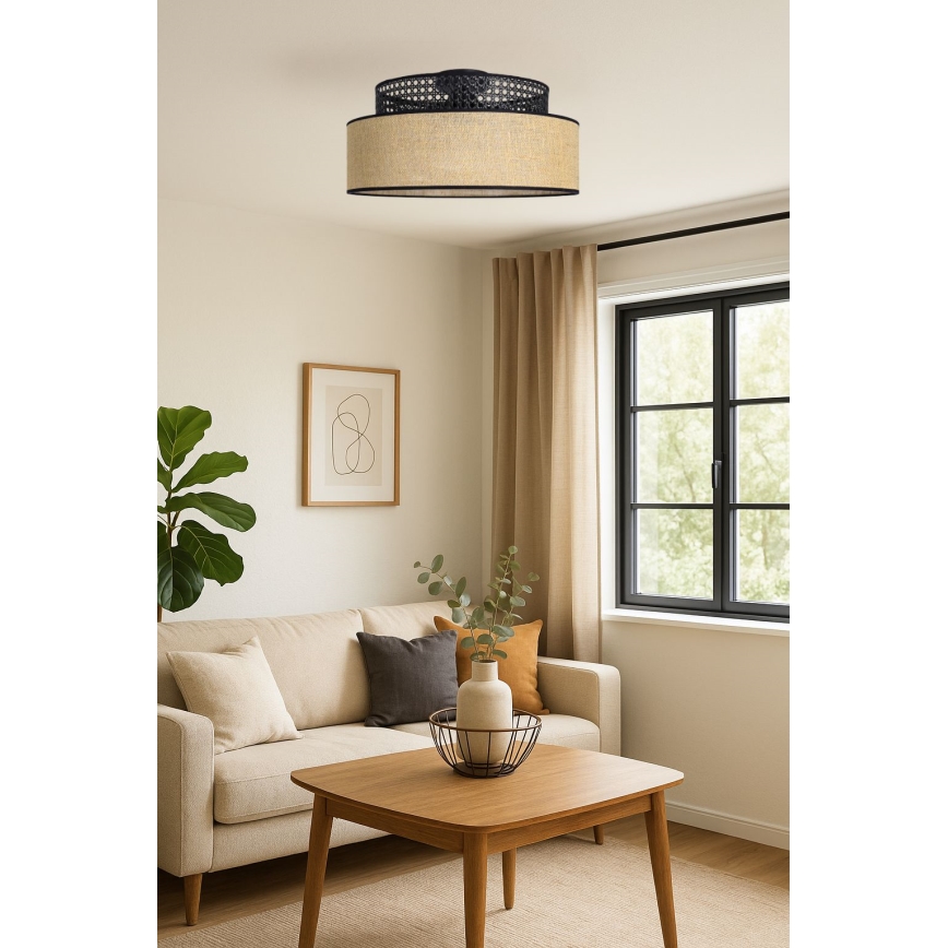 Taklampa BOHO 1xE27/60W/230V svart/beige