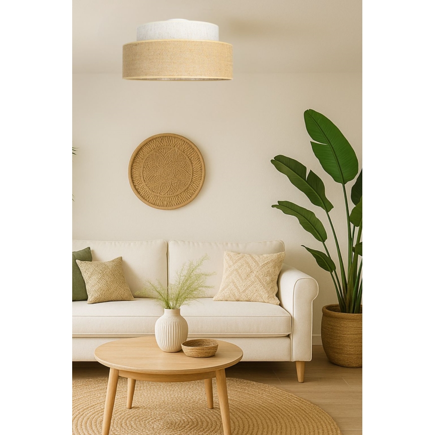 Taklampa BOHO 1xE27/60W/230V vit/beige