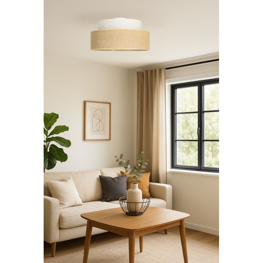 Taklampa BOHO 1xE27/60W/230V vit/beige