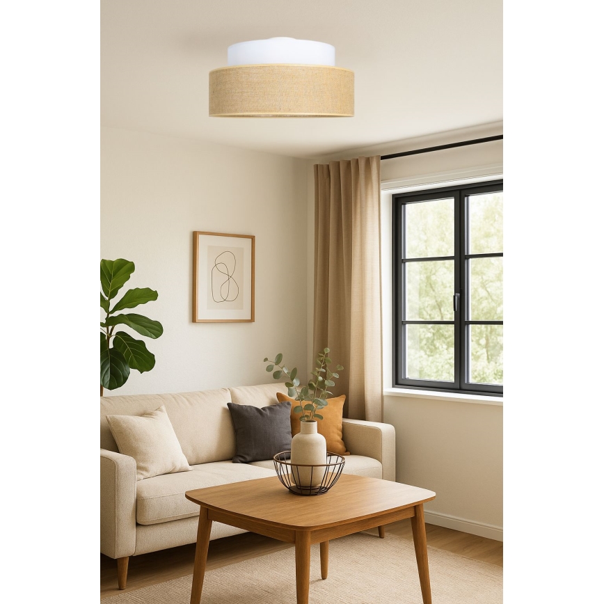 Taklampa BOHO 1xE27/60W/230V vit/beige