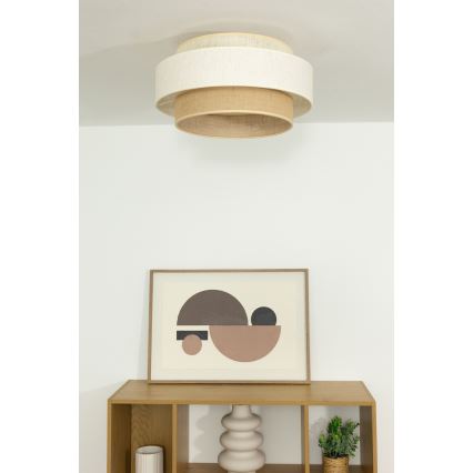 Taklampa BOHO 1xE27/60W/230V Ø 40 cm vit/jute