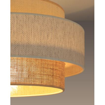 Taklampa BOHO 1xE27/60W/230V Ø 40 cm vit/jute