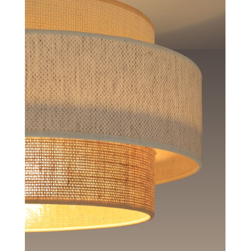 Taklampa BOHO 1xE27/60W/230V Ø 40 cm vit/jute