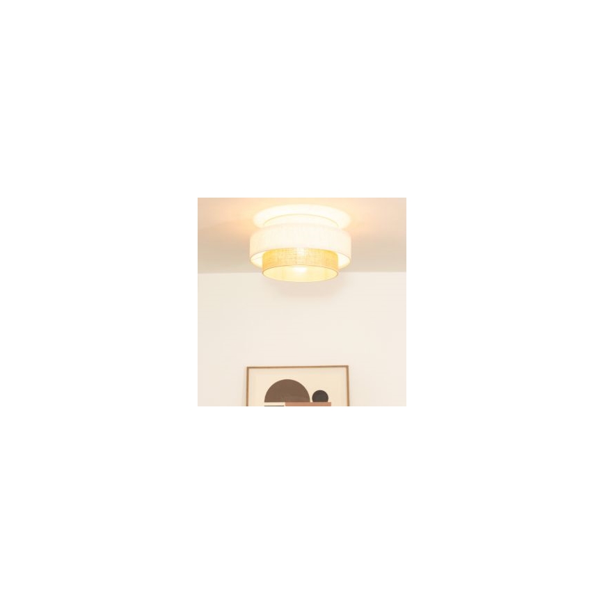 Taklampa BOHO 1xE27/60W/230V Ø 40 cm vit/jute