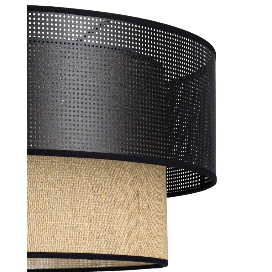 Taklampa BORHO 1xE27/60W/230V Ø 40 cm svart/jute