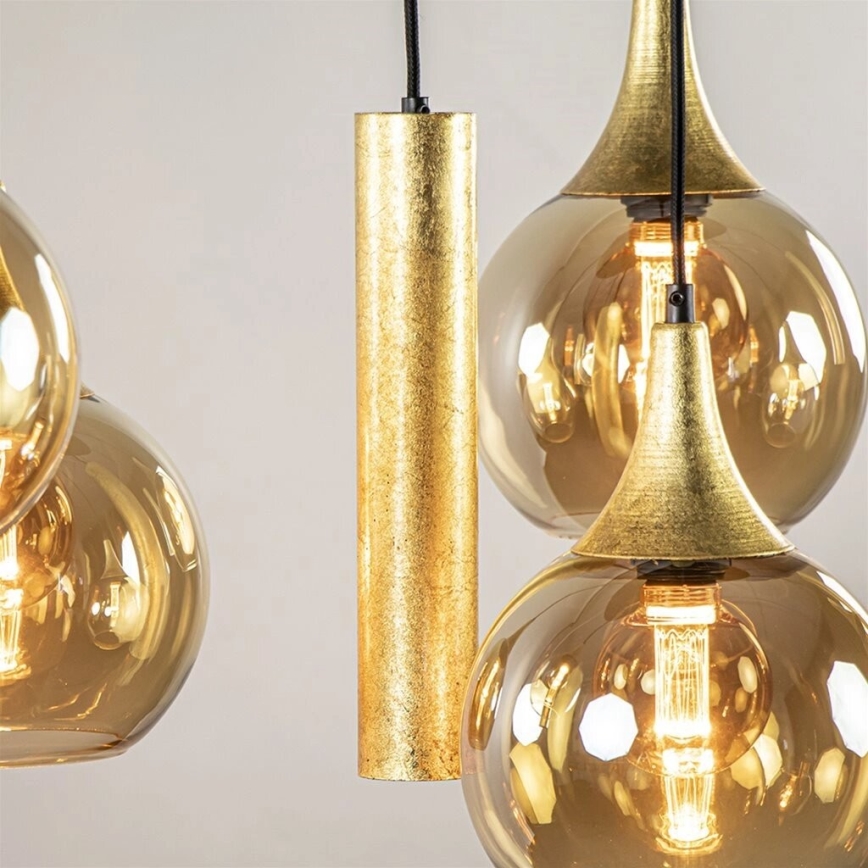 Taklampa på kabel CALYPSO 2xGU10/60W/230V + 3xE27/60W svart/guld