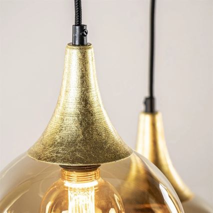 Taklampa på kabel CALYPSO 2xGU10/60W/230V + 3xE27/60W svart/guld