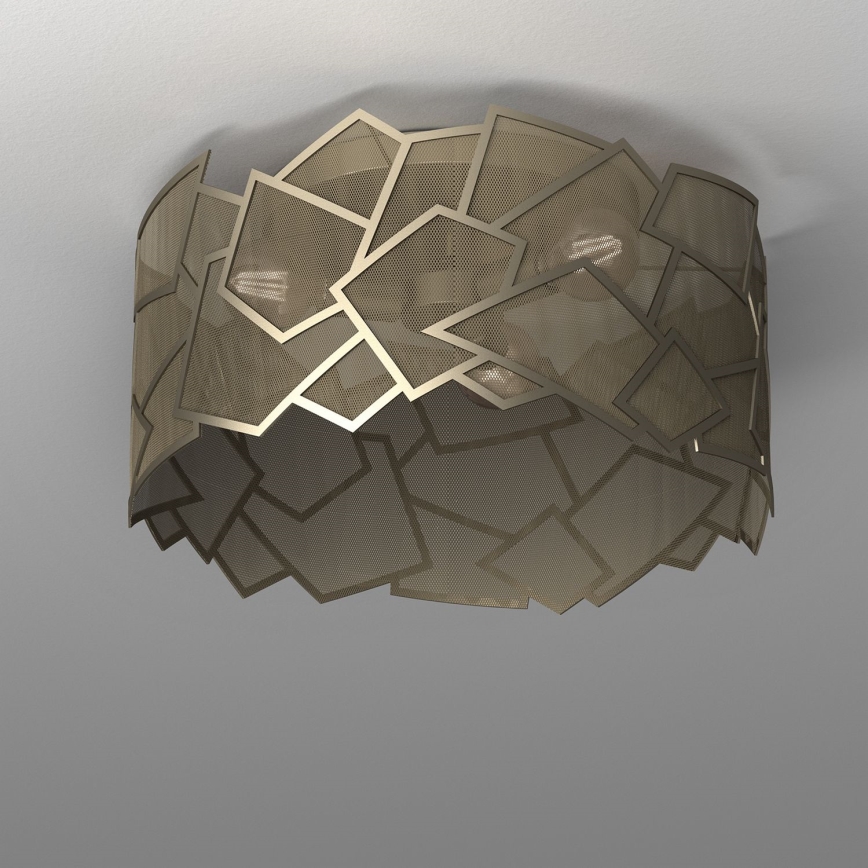 Taklampa CAMO 3xE27/15W/230V guld