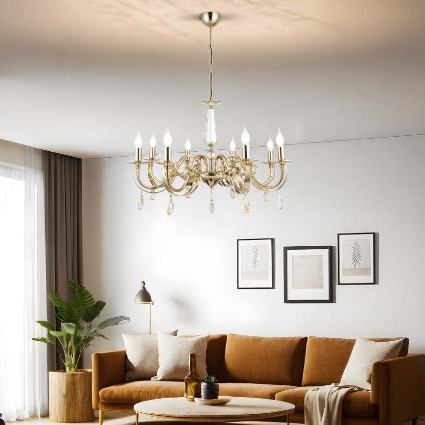 Taklampa CASTRO 8xE14/40W/230V guld