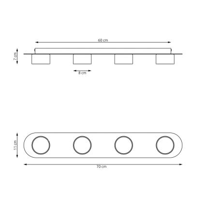 Taklampa DIAZ 4xGX53/12W/230V svart