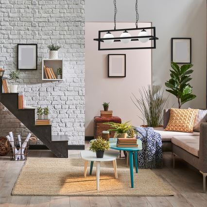 Taklampa på kedja DIEGO 3xE14/40W/230V svart