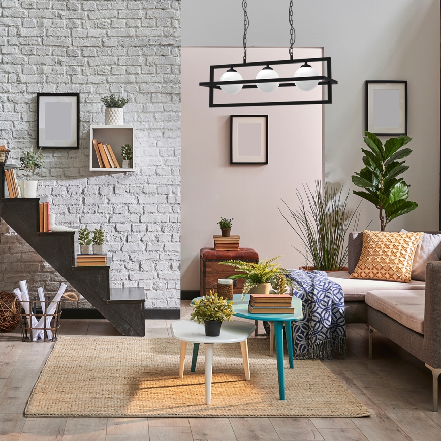 Taklampa på kedja DIEGO 3xE14/40W/230V svart