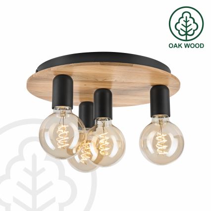 Taklampa DUSTY 4xE27/15W/230V diameter 34 cm ek/svart