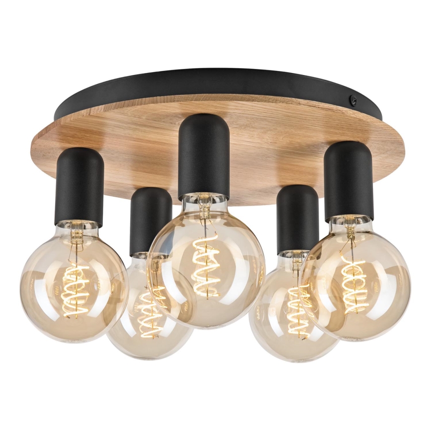 Taklampa DUSTY 5xE27/15W/230V diameter 34 cm ek/svart