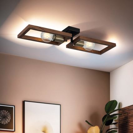Taklampa ERA 2xE27/40W/230V brun