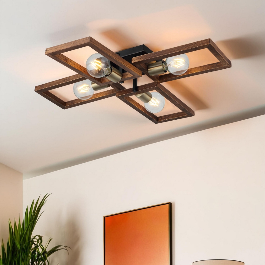 Taklampa ERA 4xE27/40W/230V brun