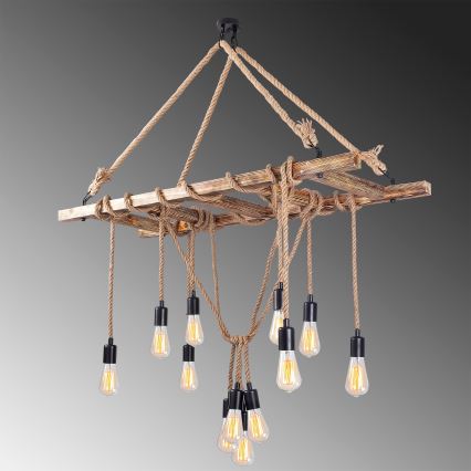 Taklampa EREBOS 12xE27/40W/230V brun
