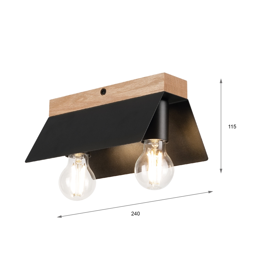 Taklampa ESME 2xE27/15W/230V svart/ek