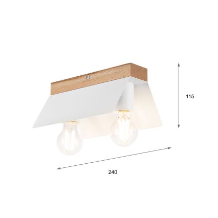 Taklampa ESME 2xE27/15W/230V vit/ek