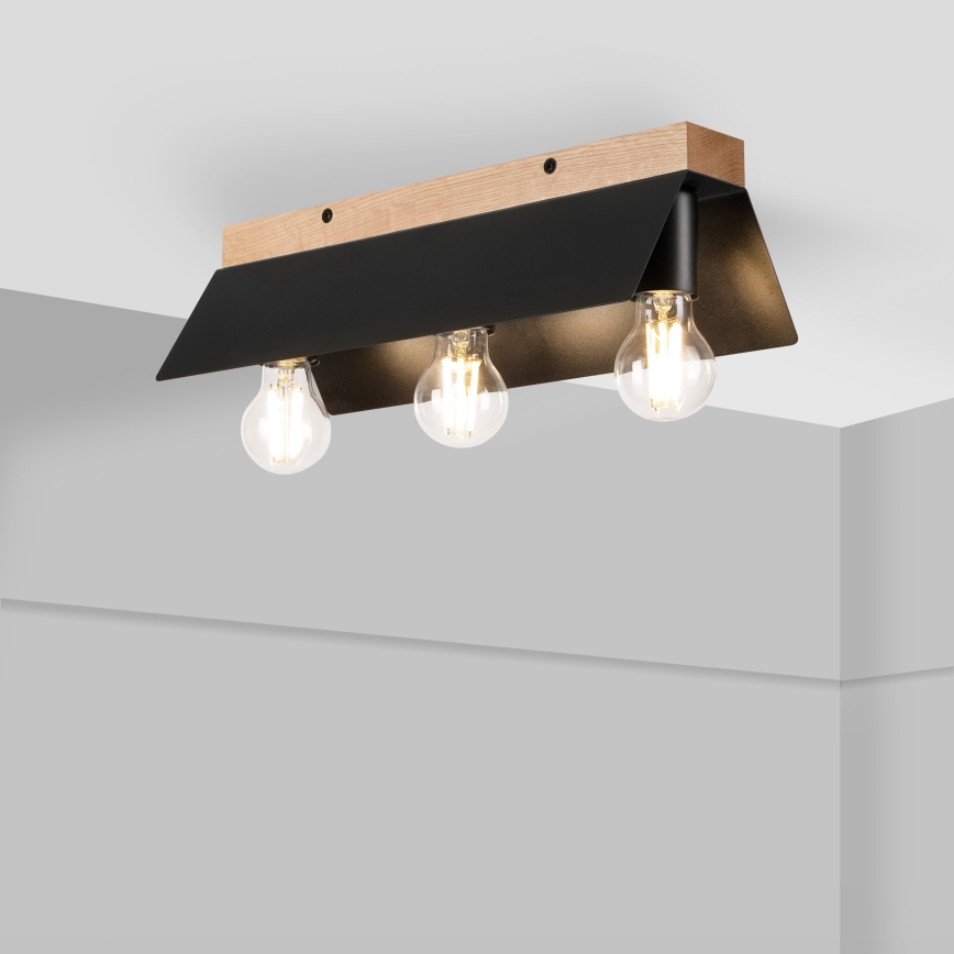 Taklampa ESME 3xE27/15W/230V svart/ek