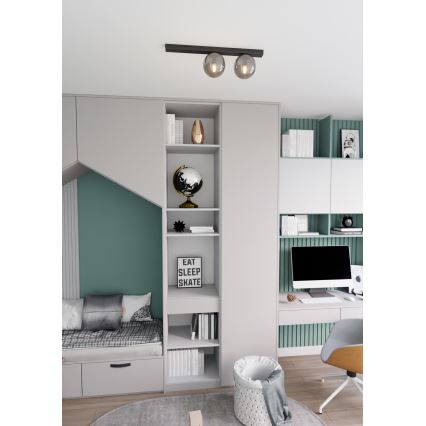 Taklampa FIT 2xE14/10W/230V svart/grå