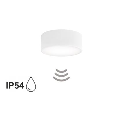 Taklampa för badrum med sensor CLEO 1xE27/24W/230V Ø 20 cm IP54 vit