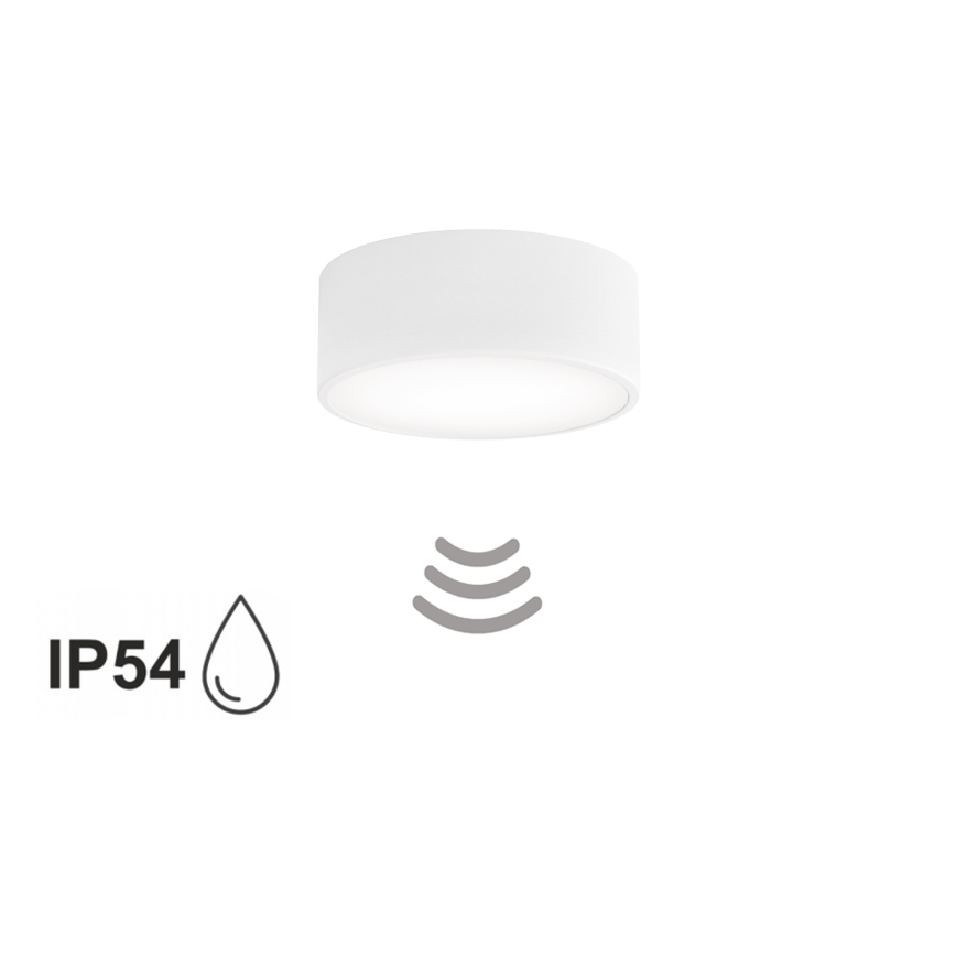 Taklampa för badrum med sensor CLEO 1xE27/24W/230V Ø 20 cm IP54 vit