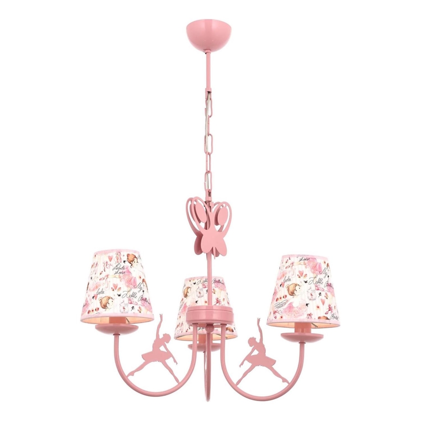Taklampa för barn BALLENNA 3xE14/40W/230V rosa