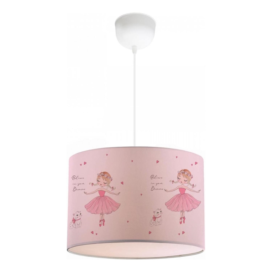 Taklampa för barn CANDY 1xE27/40W/230V rosa